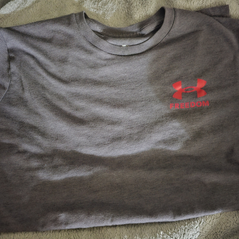 Under Armour Charcoal Tee with Bold Red Emblem